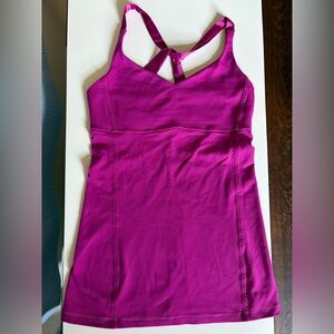 Lululemon Fuchsia Crossback Tank Top | Satin Strap Detail | Built-In Bra sz 6